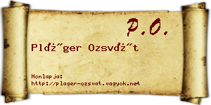 Pláger Ozsvát névjegykártya